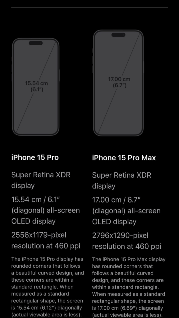 iPhone 15 Pro Max size